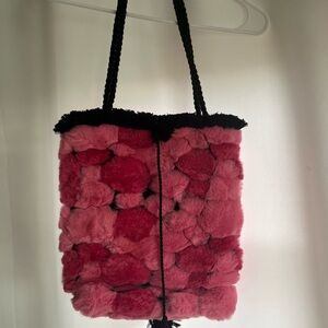 Pink Faux Fur Tote Bag
